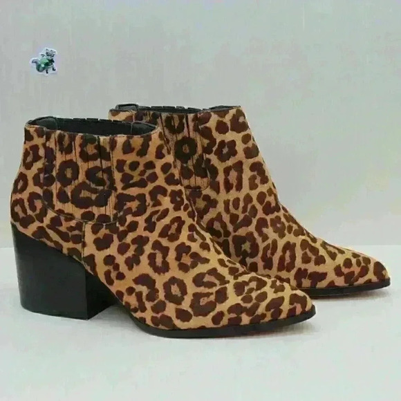 1. State Jerome Women's Brown Leopard Calf Hair Heeled Booties Size US 10/EU 40 - Picture 2 of 10